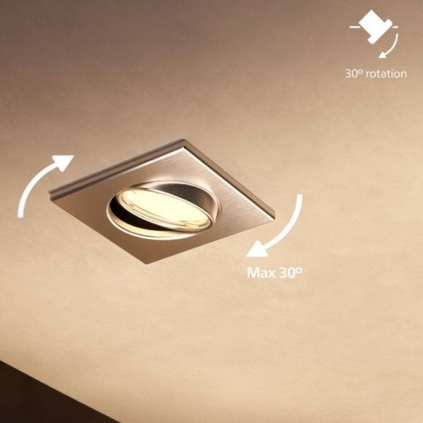Pack 3 aros empotrables cuadrados PERIDOT níquel 30º GU10 8721103037053 orientable | LeonLeds