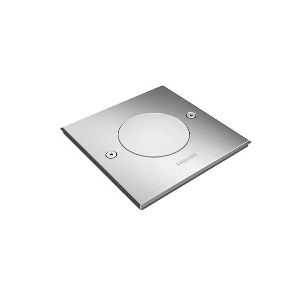 Spot LED encastrable carré Philips myGarden Crust, acier inoxydable, IP67