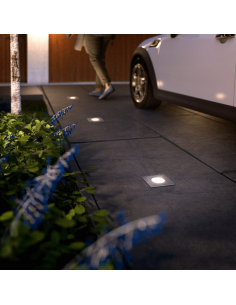 Foco empotrable LED Philips myGarden Crust cuadrado acero inoxidable IP67 2