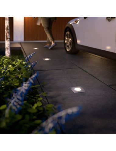 Foco empotrable LED Philips myGarden Crust cuadrado acero inoxidable IP67