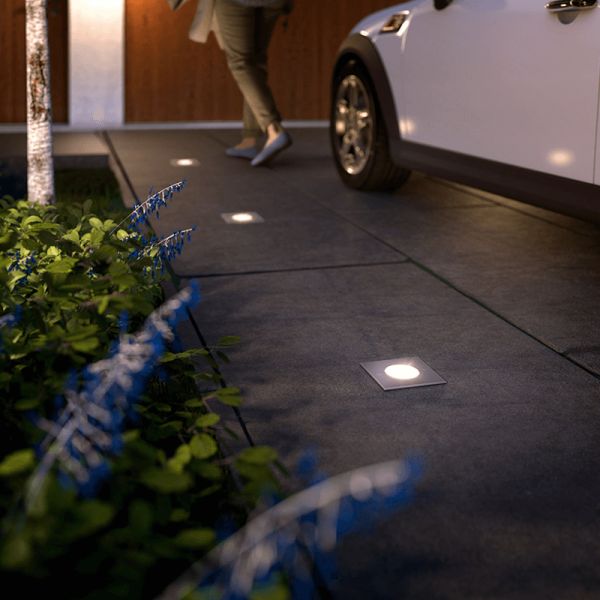 Foco empotrable LED Philips myGarden Crust cuadrado acero inoxidable IP67