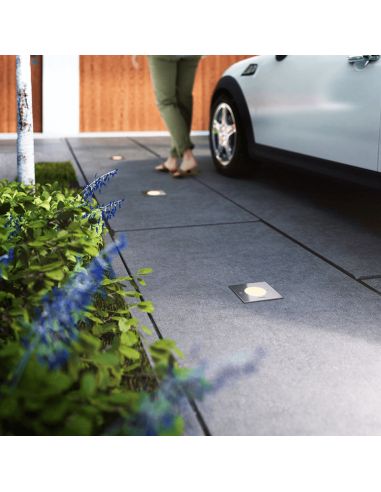 Spot LED encastrable carré Philips myGarden Crust, acier inoxydable, IP67