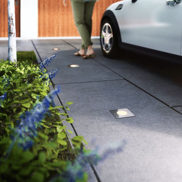 Foco empotrable LED Philips myGarden Crust cuadrado acero inoxidable IP67