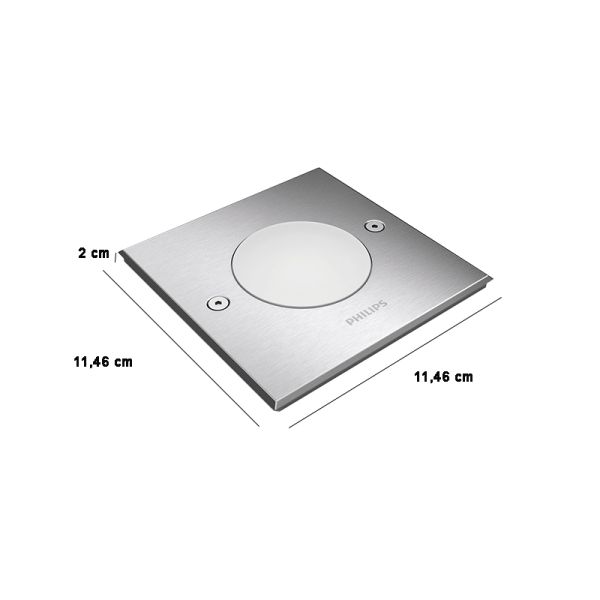 Refletor LED embutido quadrado Philips myGarden Crust, aço inoxidável, IP67