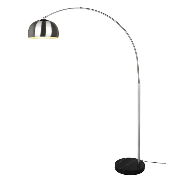 Lámpara de pie con pantalla metálica y pie de mármol ARGENTINA bombilla excl. 1xE27 max. 60W IP20 Níquel Mate