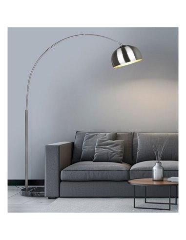 Luminária de chão com cúpula de metal e base de mármore Lâmpada ARGENTINA excluindo 1xE27 máx. 60W IP20 Níquel Fosco