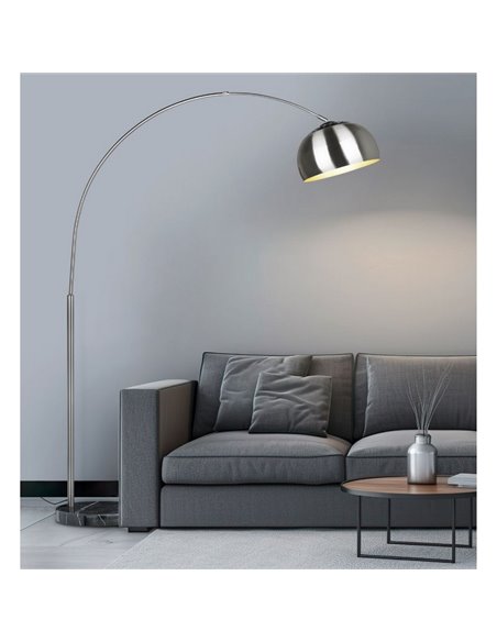 Luminária de chão com cúpula de metal e base de mármore Lâmpada ARGENTINA excluindo 1xE27 máx. 60W IP20 Níquel Fosco
