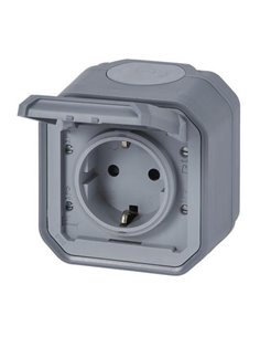 NOUVELLE base d'alimentation monobloc grise PLEXO 2P+T IP55 (bornes à vis)