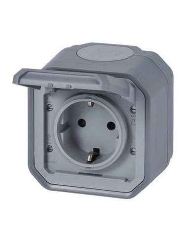 Base de corriente NEW PLEXO 2P+T IP55 gris monobloc (bornas de tornillo)
