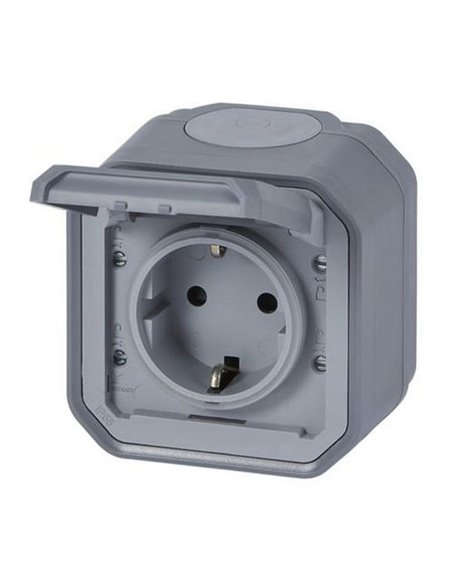 Base de corriente NEW PLEXO 2P+T IP55 gris monobloc (bornas de tornillo)