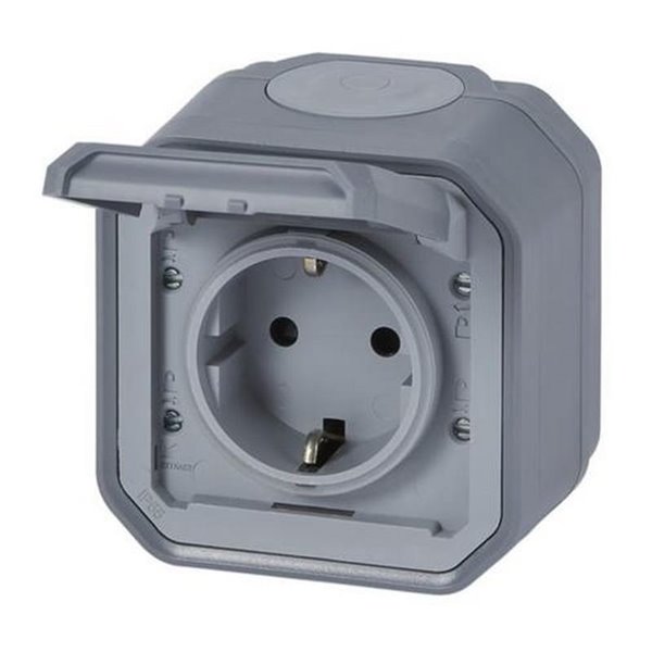 Base de corriente NEW PLEXO 2P+T IP55 gris monobloc (bornas de tornillo)