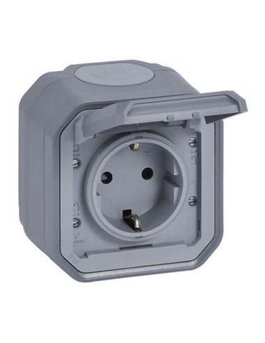 Base de corriente NEW PLEXO 2P+T IP55 gris monobloc (bornas de tornillo)