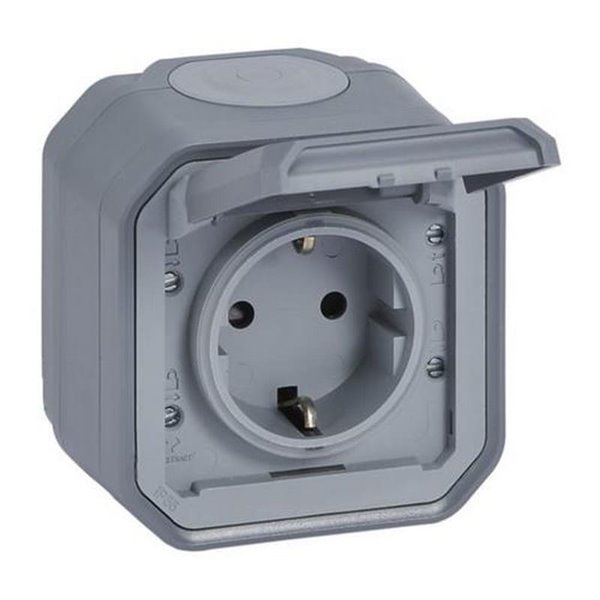 Base de corriente NEW PLEXO 2P+T IP55 gris monobloc (bornas de tornillo)