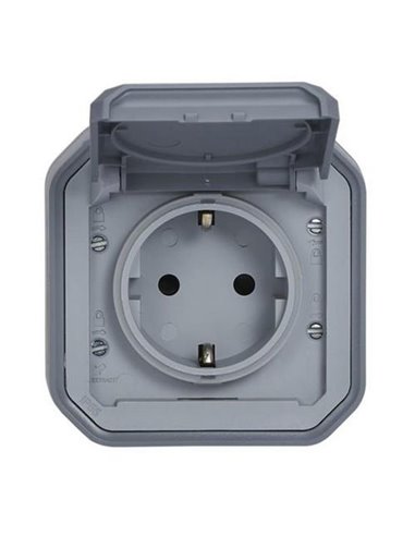 Base de corriente NEW PLEXO 2P+T IP55 gris monobloc (bornas de tornillo)