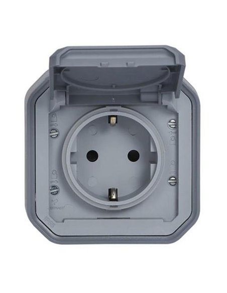 Base de corriente NEW PLEXO 2P+T IP55 gris monobloc (bornas de tornillo)