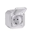 Toma de corriente superficie NEW PLEXO 2P+T IP55 blanca monobloc (bornas de tornillo)