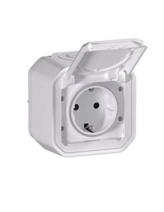 Toma de corriente superficie NEW PLEXO 2P+T IP55 blanca monobloc (bornas de tornillo)