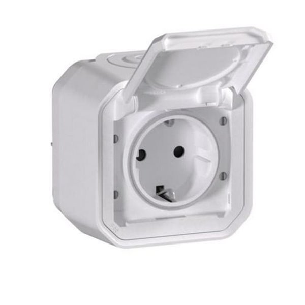 Toma de corriente superficie NEW PLEXO 2P+T IP55 blanca monobloc (bornas de tornillo)