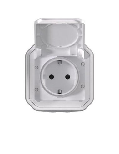 Toma de corriente superficie NEW PLEXO 2P+T IP55 blanca monobloc (bornas de tornillo)