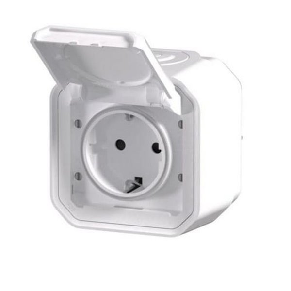 Toma de corriente superficie NEW PLEXO 2P+T IP55 blanca monobloc (bornas de tornillo)