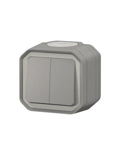 Doble conmutador NEW PLEXO IP55 gris monobloc de superficie 2