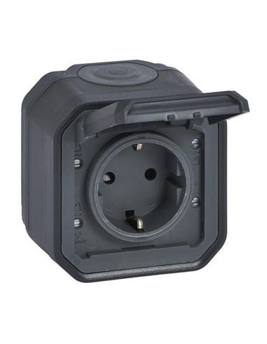NOUVELLE prise monobloc PLEXO 2P+T IP55 anthracite (bornes à vis)