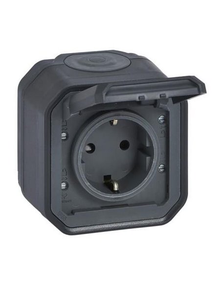 Toma de corriente NEW PLEXO 2P+T IP55 antracita monobloc (bornas de tornillo)