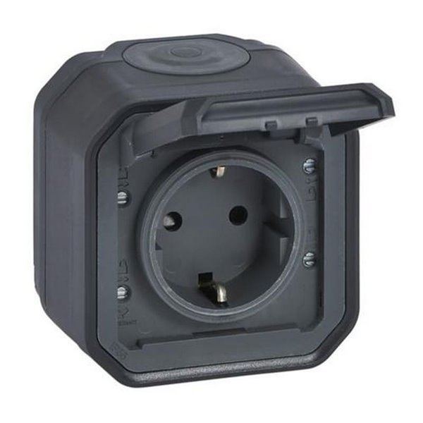 Toma de corriente NEW PLEXO 2P+T IP55 antracita monobloc (bornas de tornillo)