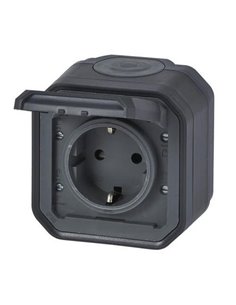 Toma de corriente NEW PLEXO 2P+T IP55 antracita monobloc (bornas de tornillo)