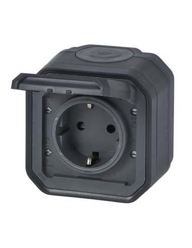 Toma de corriente NEW PLEXO 2P+T IP55 antracita monobloc (bornas de tornillo)