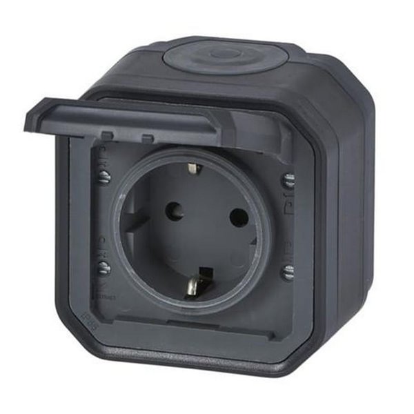 Toma de corriente NEW PLEXO 2P+T IP55 antracita monobloc (bornas de tornillo)