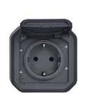 Toma de corriente NEW PLEXO 2P+T IP55 antracita monobloc (bornas de tornillo)