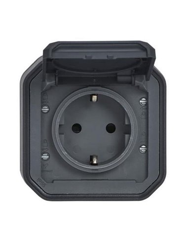 Toma de corriente NEW PLEXO 2P+T IP55 antracita monobloc (bornas de tornillo)