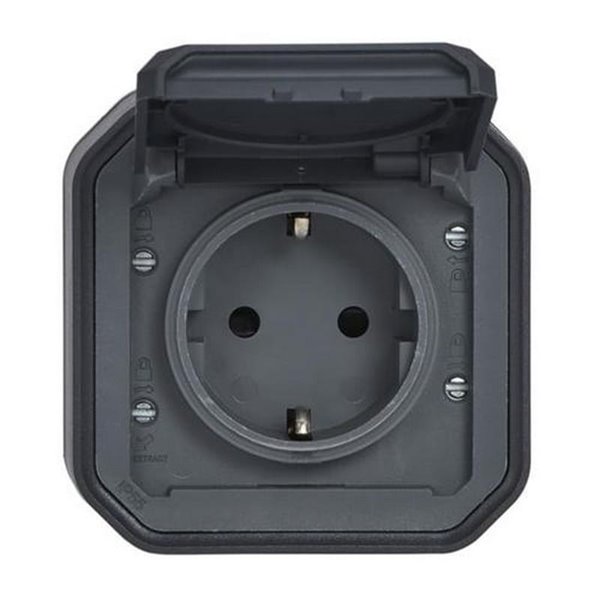 Toma de corriente NEW PLEXO 2P+T IP55 antracita monobloc (bornas de tornillo)