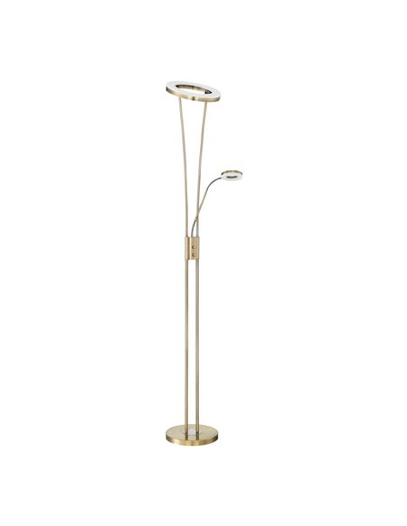 Lámpara de pie LED metálico con brazo lector ANELLO, diseño de cuerpo doble, 30W+5W, 3000K dim, varios colores
