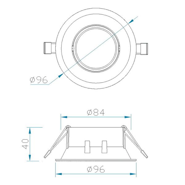 Mesures Bague ronde blanche encastrée confort