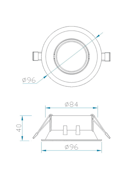 Mesures Bague ronde blanche encastrée confort