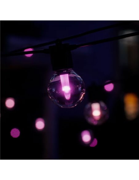 Guirnalda LED Exterior FESTAVIA HUE GLOBE STRING 7m, 10 bulbes 500Lm, Blanc & Couleur avec Bluetooth