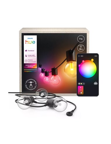 Guirnalda LED Exterior FESTAVIA HUE GLOBE STRING 7m, 10 bulbes 500Lm, Blanc & Couleur avec Bluetooth