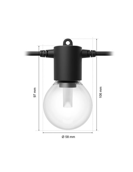 Guirnalda LED exterior FESTAVIA HUE GLOBE STRING 7m, 10 bombillas 500Lm, White & Color con Bluetooth