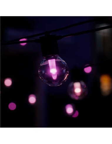 Guirnalda LED extérieure FESTAVIA HUE GLOBE STRING 14 m, 20 ampoules 1000 lm, blanc et couleur avec Bluetooth