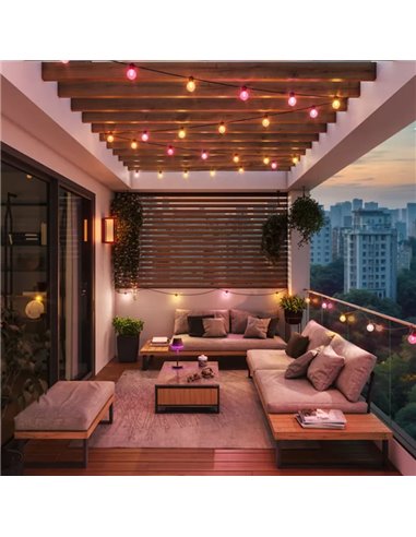 Guirnalda LED extérieure FESTAVIA HUE GLOBE STRING 21 m, 30 ampoules 1500 lm, blanc et couleur avec Bluetooth