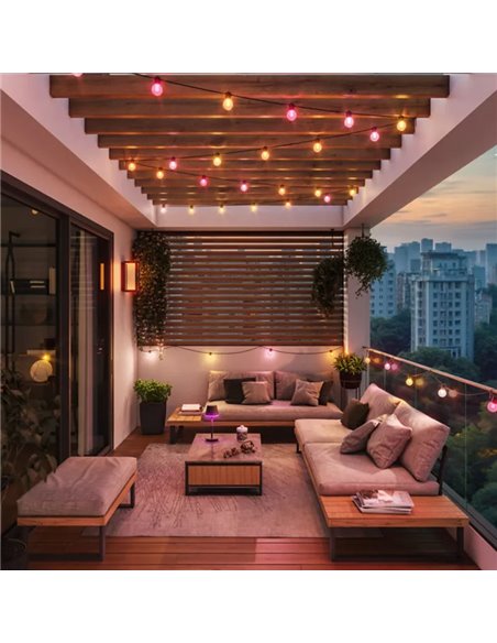 Guirnalda LED exterior FESTAVIA HUE GLOBE STRING 21 m, 30 bombillas 1500Lm, White & Color con Bluetooth