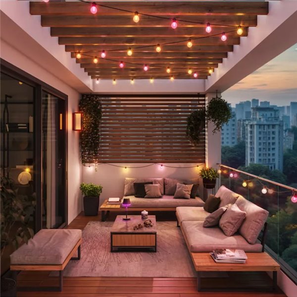Guirnalda LED exterior FESTAVIA HUE GLOBE STRING 21 m, 30 bombillas 1500Lm, White & Color con Bluetooth