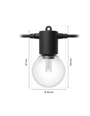 Guirnalda LED exterior FESTAVIA HUE GLOBE STRING 21 m, 30 bombillas 1500Lm, White & Color con Bluetooth