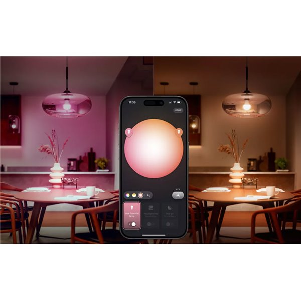 Bombilla inteligente LED Philips Hue Essential A60 E27, 8W (equivalente 60W), 806 Lm, regulable intensidad, White & Color con Bl