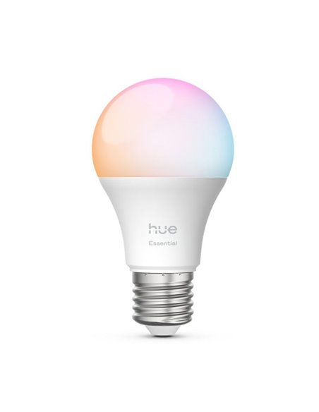 Bombilla inteligente LED Philips Hue Essential A60 E27, 8W (equivalente 60W), 806 Lm, regulable intensidad, White & Color con Bl