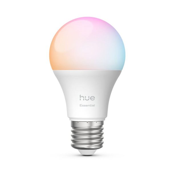 Bombilla inteligente LED Philips Hue Essential A60 E27, 8W (equivalente 60W), 806 Lm, regulable intensidad, White & Color con Bl
