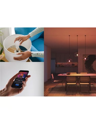 Bombilla inteligente LED Philips Hue Essential A60 E27, 8W (equivalente 60W), 806 Lm, regulable intensidad, White & Color con Bl