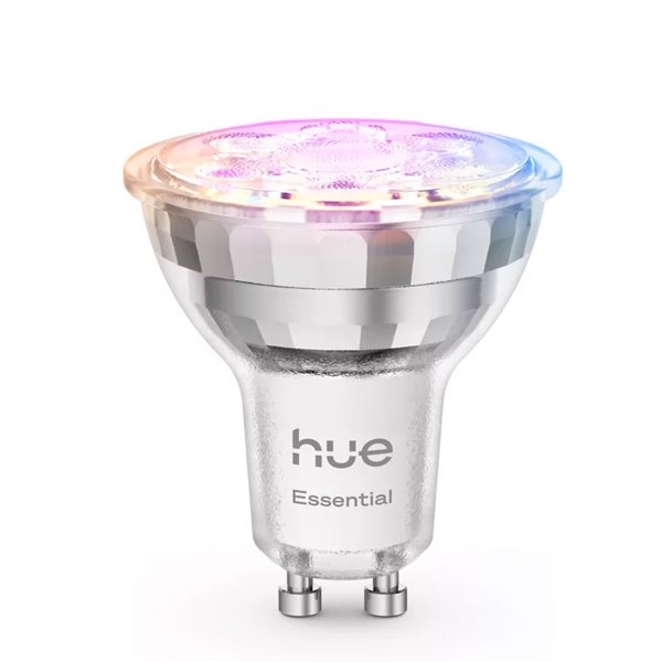 Bombilla inteligente LED Philips Hue Essential GU10, 4,7W 345Lm White & Color Ambiance con bluetooth, regulable intensidad